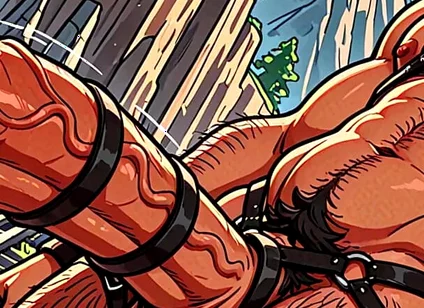 Sexy Harness Fetish Hunks with Monster Dongs