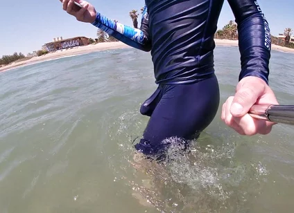 Surfer Gets Erect in His Lycra for the Pleasure of the People