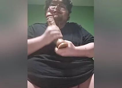 Fat Male In Chastity Sucking A Dildo And Drooling Like A Waterfall