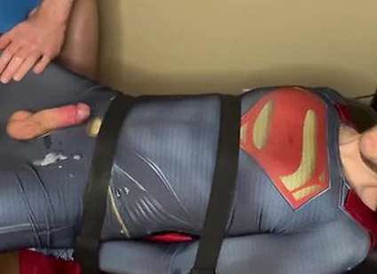 Tied Superman Cumshot Twink