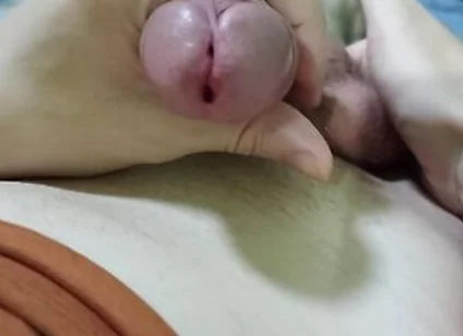 Masturbates And Cums With Cum