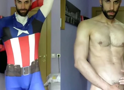 Captain America Jerking off and Cumming