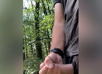 Cumshot In The Middle Of The Forrest