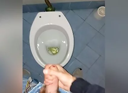 A Young Guy Went Into A Dirty Public Toilet To Pee And Jerk Off