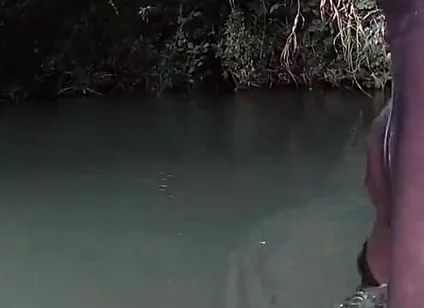 Jerking off in a Public River Untill I Drop a Massive Cumshot in My See Thru Leggings