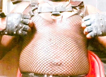 Fishnet Bodysuit & Leather Harness Titplay BBC Verbal Heavy Cum Scenes