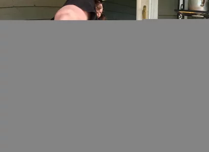 I went out to my back porch and fucked myself with my dildo