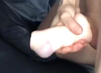 Jerking off with a Flashlight and Big Cumshot