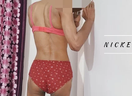 Skinny Sissy Enjoying in Bra and Pantie