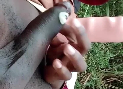 Outdoor playing with my dick and my huge dildo until cumshot