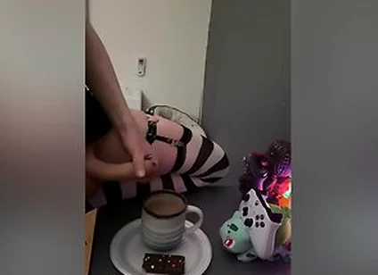 Femboy Cums In His Coffee And Drinks It All