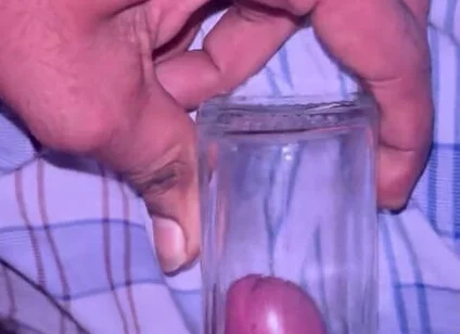 Indian Boy Mastrubate with Glass Jar