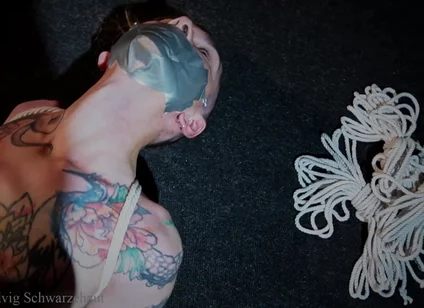 Nicky Tape Gagged and Rope Bondage