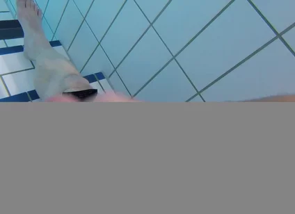 Underwater Close-up: Fat Guy Extensive Masturbates His Thick Foreskin Cock in a Public Swimming Pool