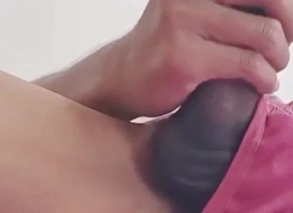 Sexy Skinny Sissy in Stepmom's Red Panty Loves Playing with Self. Cross Dressing Femboy