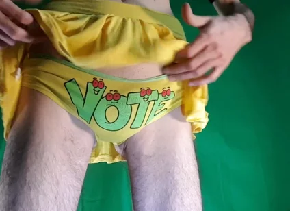 My Panties for Contests Under My Yellow Miniskirt