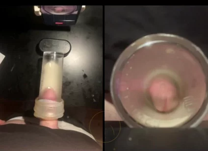 Pissing in a Fleshlight Helped by a Friend POV
