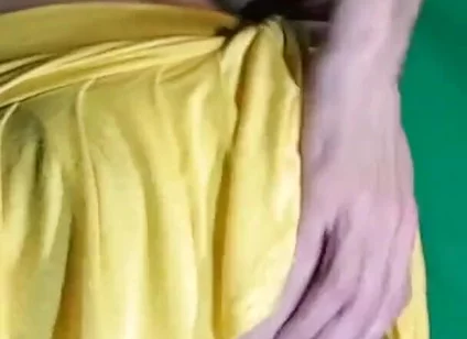 Pale Yellow Thong Under Yellow Skirt