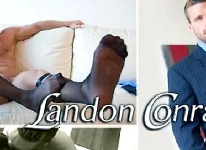 Hunk Landon Conrad Strokes His Cock While Stripping Off His Clothes