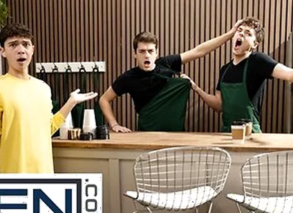 Men - Sam Ledger Wants A Coffee But Ends Up Taking Joey Millss Cock In His Mouth
