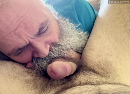 Old Bearded Daddy Sucks Cock -
