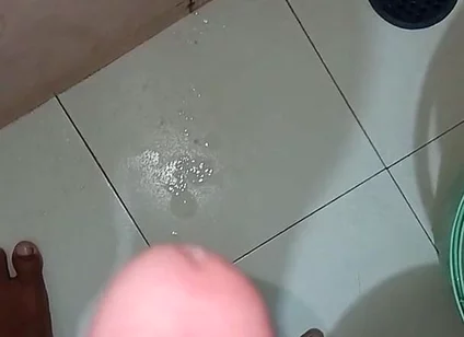 Solo Cock Cummshot Mastrubation in Bathroom
