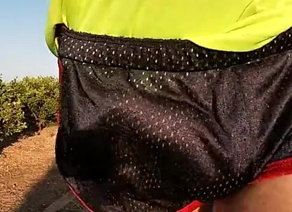 Tight Shiny Sport Shorts Bulging Routine (freeballing Outdoors)