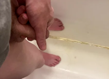 Amateur Boy Pissing, with Close-up and Good Quality Slow Motion of the Load of Pee Coming Out of the Pee-hole (urethra)