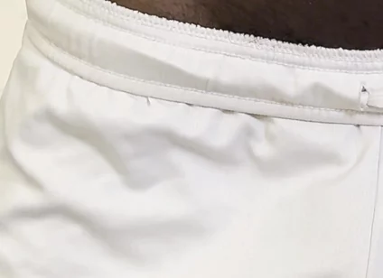 I Am Just Exercising Home in My White Box Shorts Commando of Course