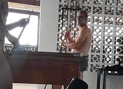 Camera Films Straight Players Playing Pool and Naked