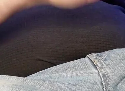 Hard Uncut Cock Stroking Though Blue Jeans