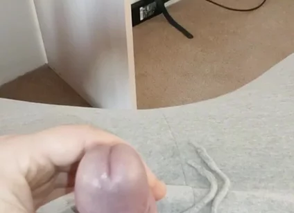 When I'm Home Alone - Jerking off My Shaved Dick Ended in an Orgasm on a Gaming Chair
