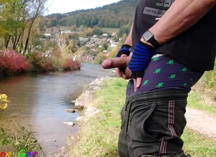 A Gay Emo Guy Jerks off His Thick Cock at Lake Tegernsee and Ejaculates His Semen Into Nature.