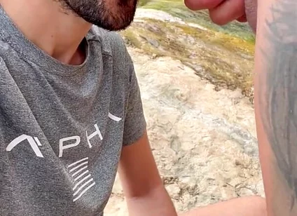 Hot Stepdaddy Sucking Massive Cock Outdoors