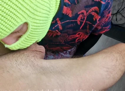 A Man in a Skirt Sucks My Huge Dick, Eat My Cum Man!