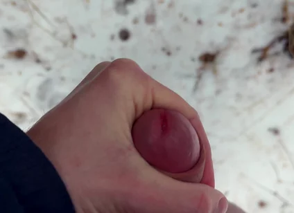 Handy POV - Twink Wixt His Cock in the Forest - in Winter