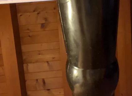 Grandpa Fucks Himself with His Black BDSM Dildo