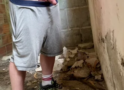 Boy Caught Pissing Handsfree in an Abandoned Building
