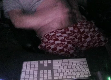 Night Time Masturbation Tease at My Computer with the Webcam on and the Night Time Ready for Action