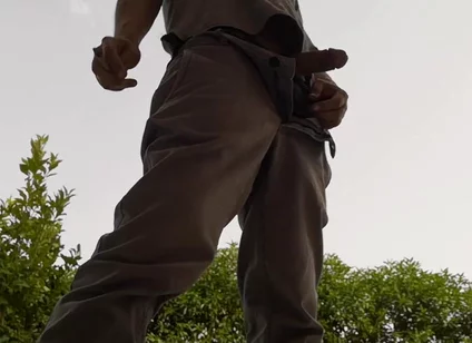 Quick Outdoor Jerkoff While Having a Cigarette