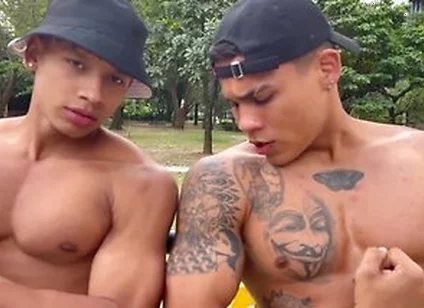Two Hot Latino Guys Show Their Muscles