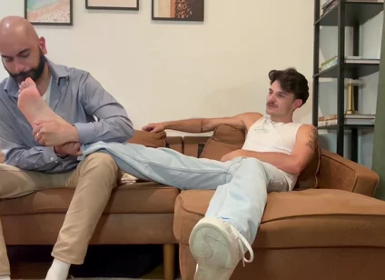 Licking master stinky feet cuming