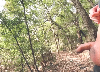 A Boy with a Small Foreskin Pees a Huge Stream Outdoors