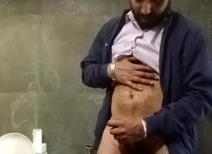 Indian Desi Man Enjoy Penis Massage in Bathroom