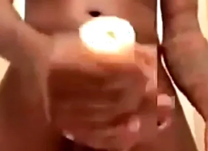 Stroking my hard big dick with torch