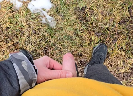 A Bit Risky Peeing - POV Outdoor Male Pee During a Nature Walk