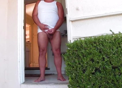 Side Door Jerkoff and Cum