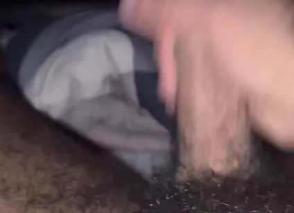 Hairy Black Man Jerking off Before Bed