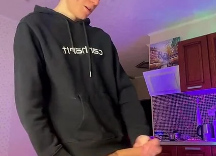 Skinny Boy Making a Huge Mess with His Thick Dick