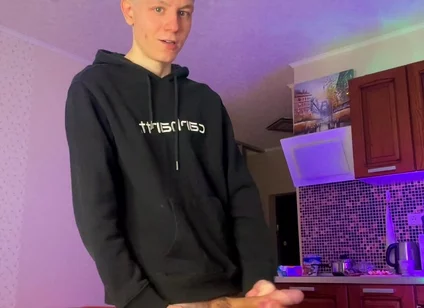 Skinny Boy Making a Huge Mess with His Thick Dick